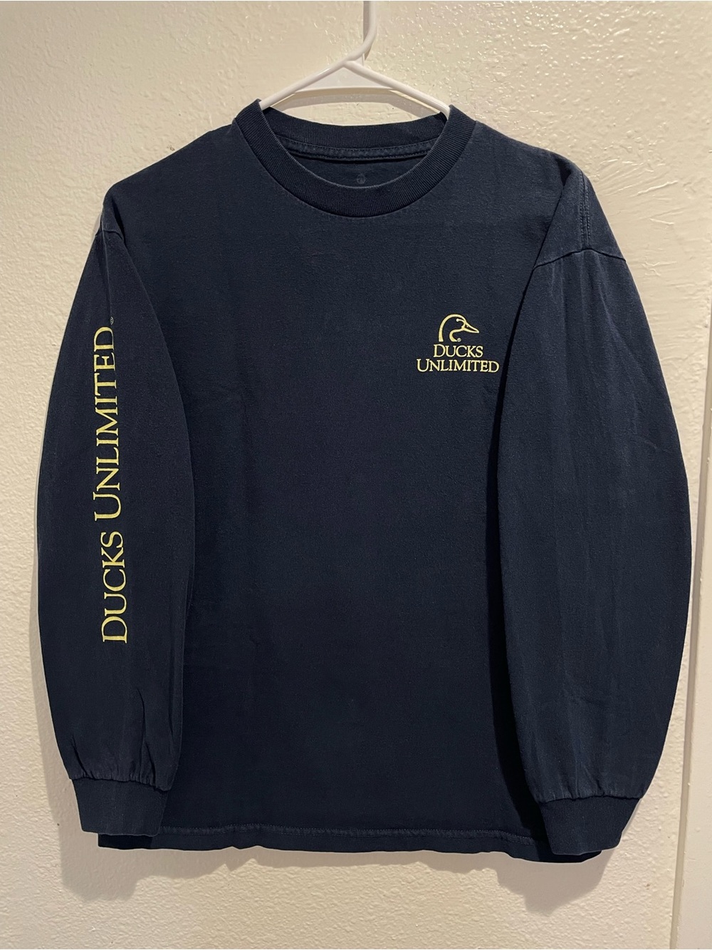 Artisans Ducks Unlimited Long Sleeve Shirt Mens Medium Navy Blue Graphic Tee 🦆